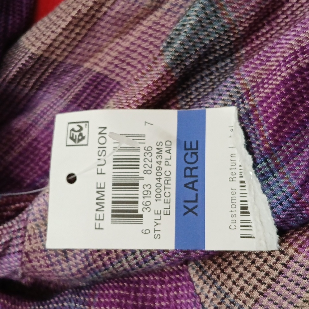 Style & Co purple blue tan electric Plaid Button-Up Shirt Sz XL NWT super soft - Picture 9 of 9